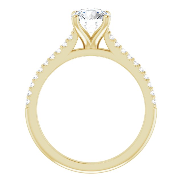 14k Yellow Gold 1 Carat Round Lab Diamond Accented D/VS1 Engagement Ring