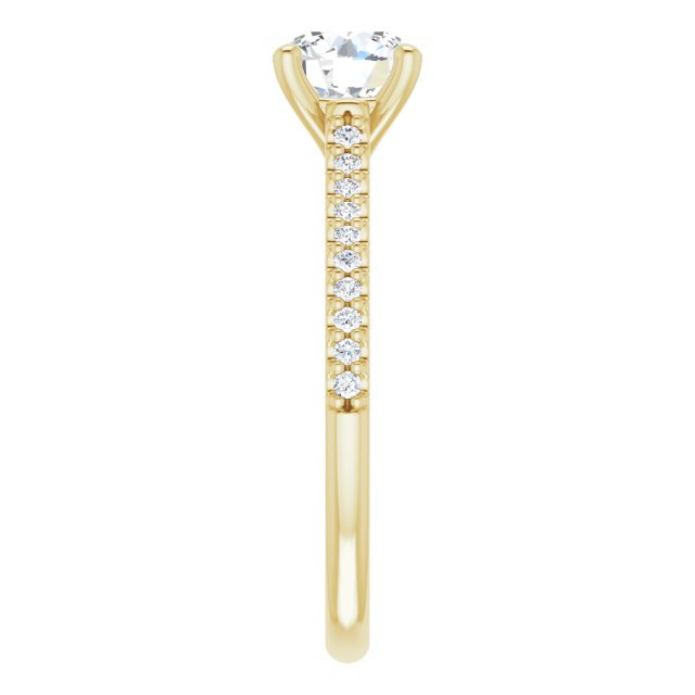 14k Yellow Gold 1 Carat Round Lab Diamond Accented D/VS1 Engagement Ring