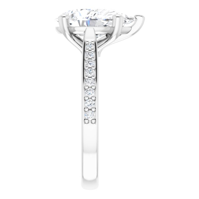 14K White Gold, 3 Carat Pear Lab Diamond Solitaire-Accented Engagement Ring