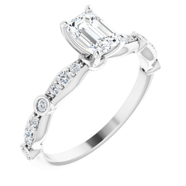 14K White Gold 0.50 Carat Emerald Cut Lab Diamond Vintage-Inspired D/VS1 Engagement Ring
