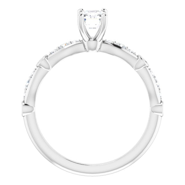 14K White Gold 0.50 Carat Emerald Cut Lab Diamond Vintage-Inspired D/VS1 Engagement Ring