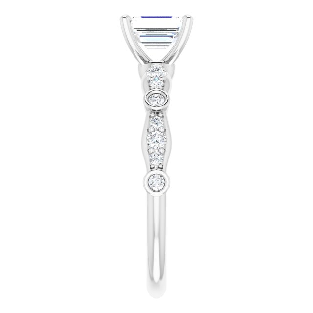 14K White Gold 0.50 Carat Emerald Cut Lab Diamond Vintage-Inspired D/VS1 Engagement Ring