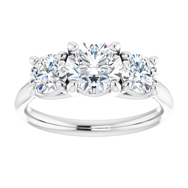 14K White Gold 2.00 Total Carat Round Three-Stone Lab Diamond F/VS1 Engagement Ring