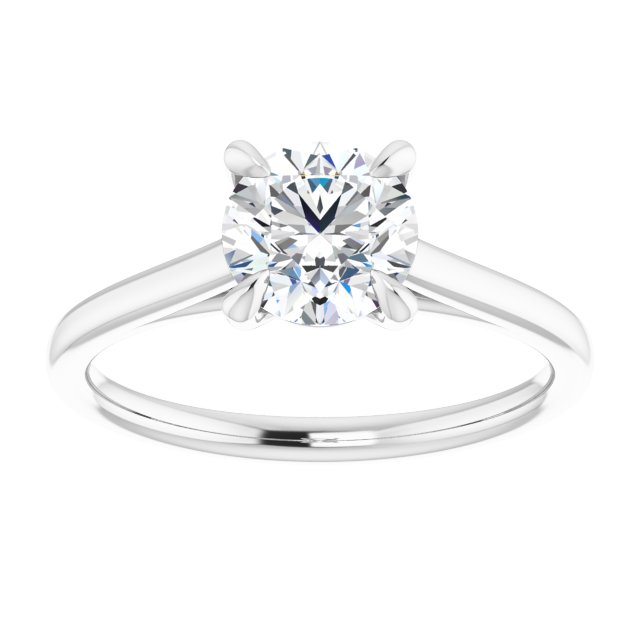 14K White Gold 1 Carat Round Lab Diamond Solitaire Engagement Ring