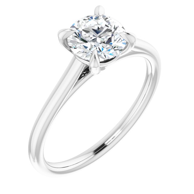 14K White Gold 1 Carat Round Lab Diamond Solitaire Engagement Ring