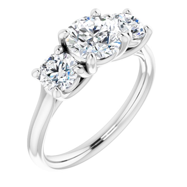 14K White Gold 2.00 Total Carat Round Three-Stone Lab Diamond F/VS1 Engagement Ring