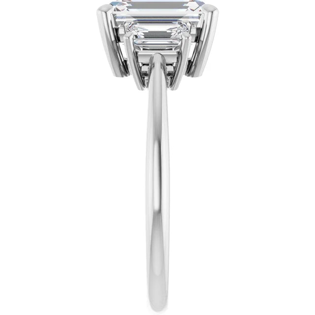 3-Carat Emerald Cut Lab Diamond E/VVS2 IGI Certified Three-Stone Engagement Ring