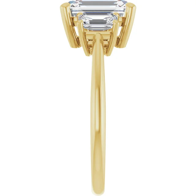 3-Carat Emerald Cut Lab Diamond E/VVS2 IGI Certified Three-Stone Engagement Ring