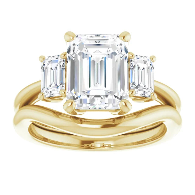 3-Carat Emerald Cut Lab Diamond E/VVS2 IGI Certified Three-Stone Engagement Ring