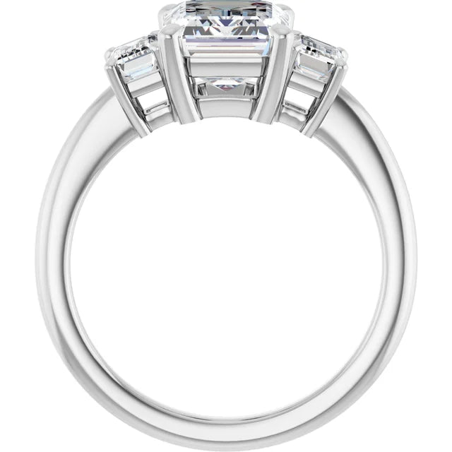 3-Carat Emerald Cut Lab Diamond E/VVS2 IGI Certified Three-Stone Engagement Ring