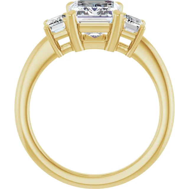 3-Carat Emerald Cut Lab Diamond E/VVS2 IGI Certified Three-Stone Engagement Ring