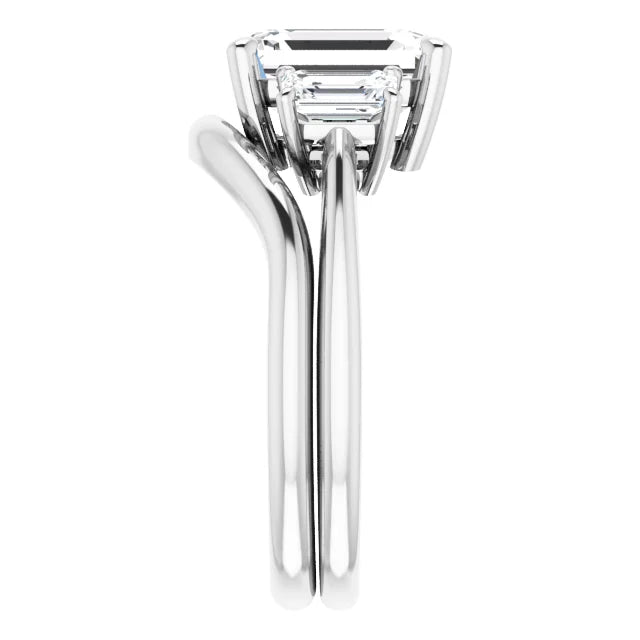 3-Carat Emerald Cut Lab Diamond E/VVS2 IGI Certified Three-Stone Engagement Ring