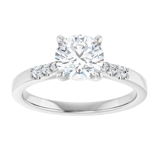 14K White Gold 1 Carat Round Lab Diamond Accented D/VS1 Engagement Ring