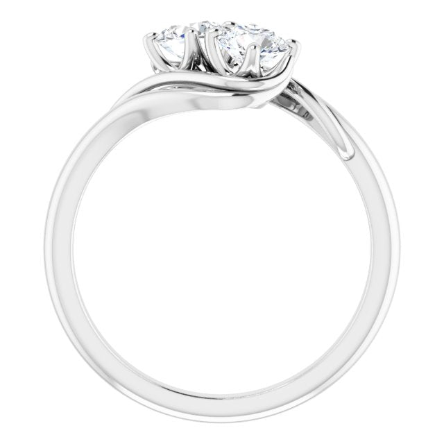 14K White Gold Two-Stone Bypass Round Lab Diamond Engagement Ring