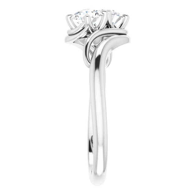 14K White Gold Two-Stone Bypass Round Lab Diamond Engagement Ring