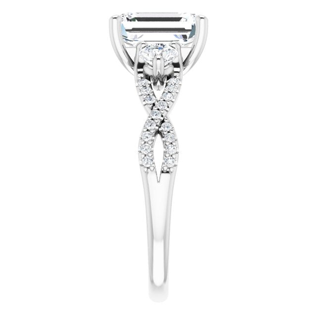 14K White Gold 1.75 Carat Emerald Cut Lab Diamond D/VS1 Engagement Ring