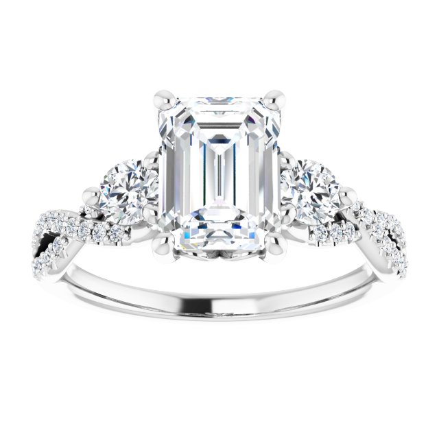 14K White Gold 1.75 Carat Emerald Cut Lab Diamond D/VS1 Engagement Ring