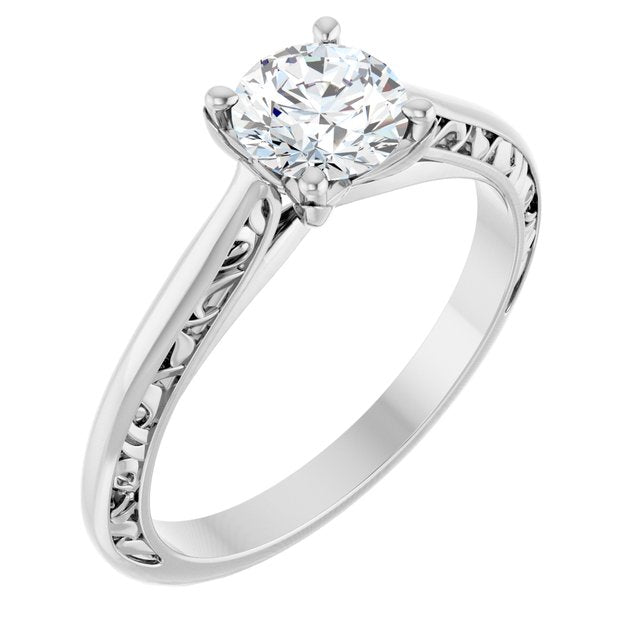 1-Carat Floral Accented Solitaire Engagement Ring