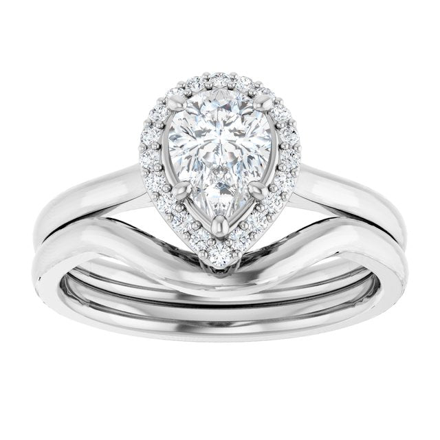 14K White Gold Matching Band for Pear Halo Engagement Ring