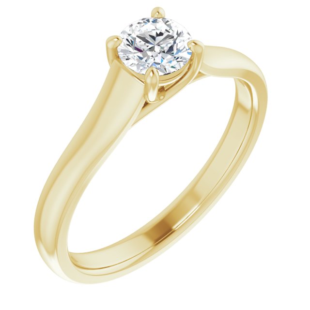 14K Yellow Gold 0.50 Carat Round Lab Diamond D/VS1 Engagement Ring
