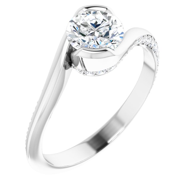 14K White Gold 0.75 Carat Round Lab Diamond Engagement Ring