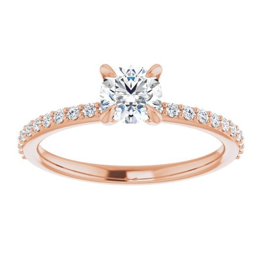 14K Rose Gold 0.50 Carat Round Lab Diamond Engagement Ring