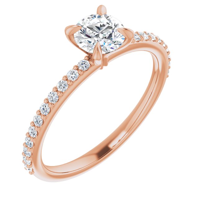 14K Rose Gold 0.50 Carat Round Lab Diamond Engagement Ring