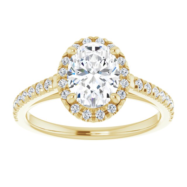 14K Yellow Gold 1 Carat Oval Lab Diamond French-Set Engagement Ring