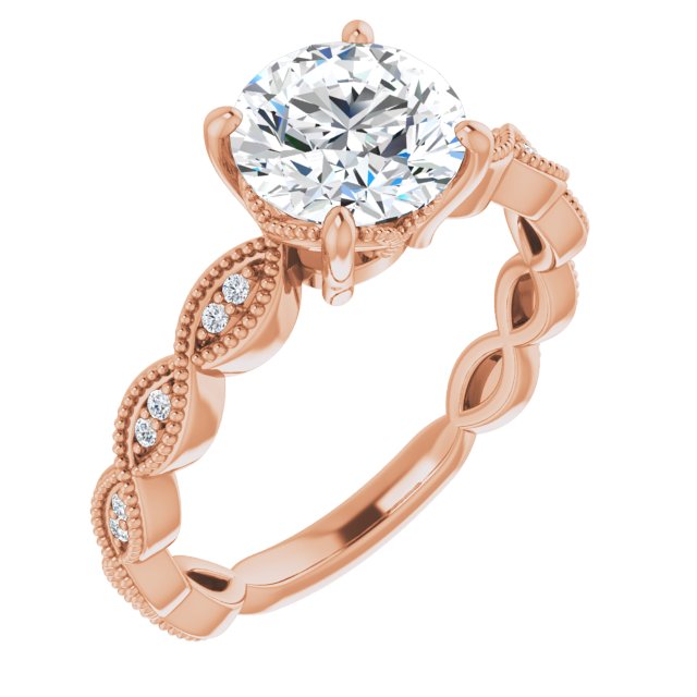 14K Rose Gold 1.5 Carat Round Lab Diamond D/VS1 Engagement Ring