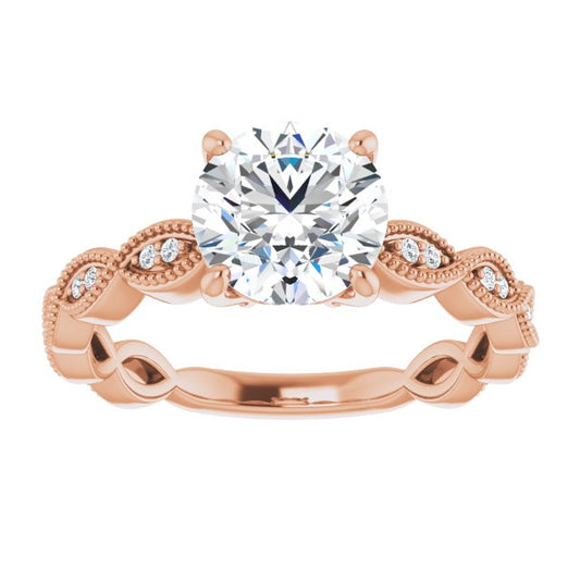14K Rose Gold 1.5 Carat Round Lab Diamond D/VS1 Engagement Ring