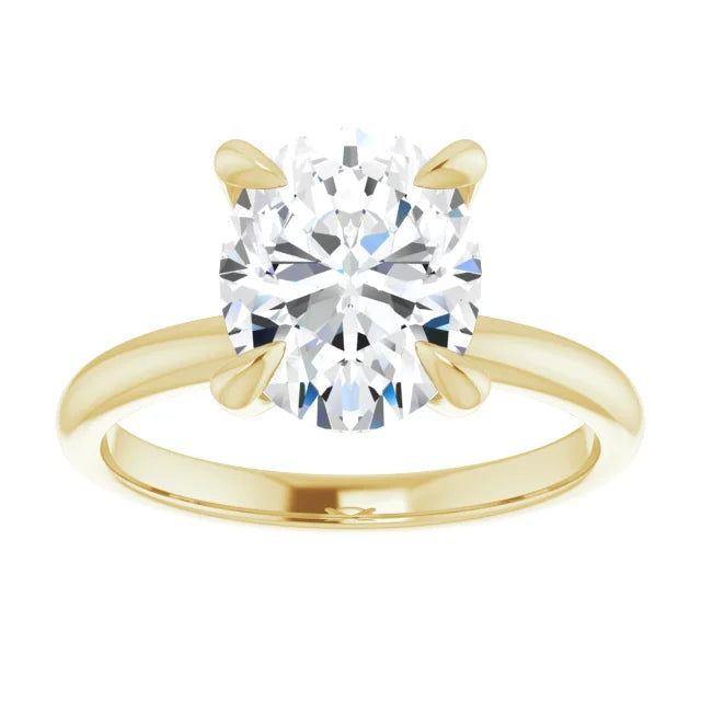 14K Gold 2.5 Carat Oval Solitaire Lab Diamond Engagement Ring