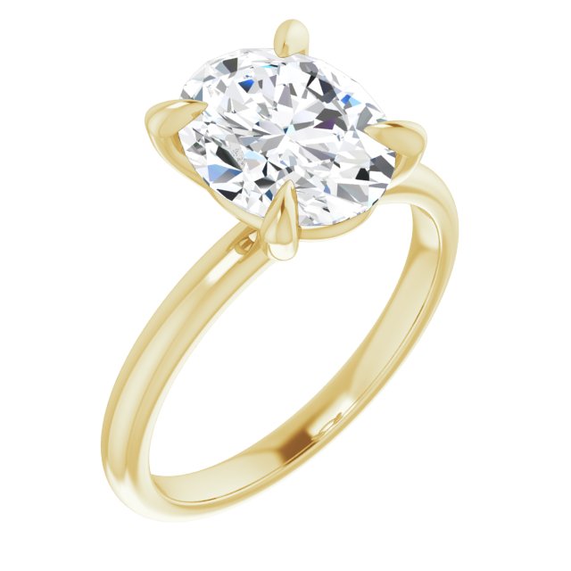 14K Gold 2.5 Carat Oval Solitaire Lab Diamond Engagement Ring