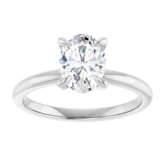 14K White Gold 1 Carat Oval Lab Diamond Solitaire Engagement Ring