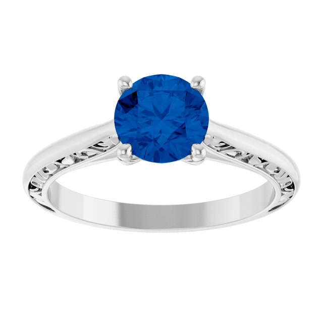 1-Carat Floral Accented Solitaire Engagement Ring