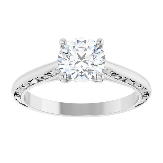 1-Carat Floral Accented Solitaire Engagement Ring