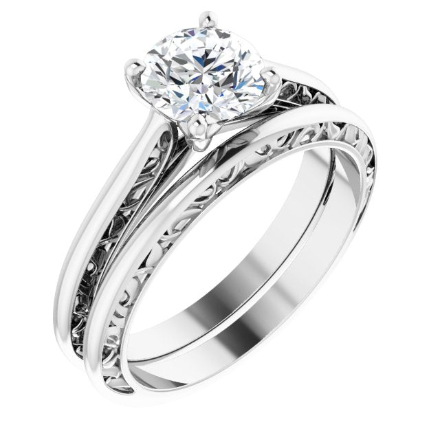 1-Carat Floral Accented Solitaire Engagement Ring