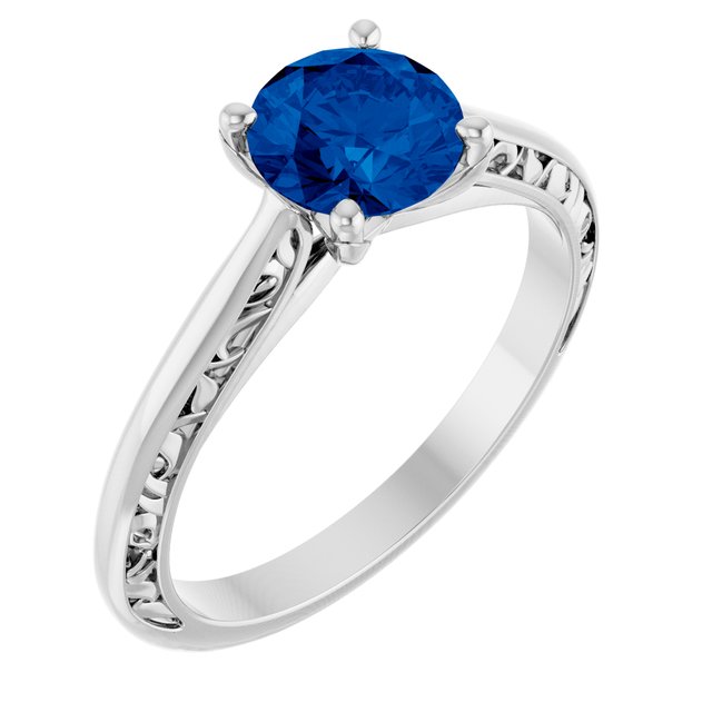 1-Carat Floral Accented Solitaire Engagement Ring