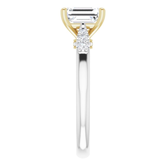 14K White/Yellow Gold 1 Carat Emerald Cut Lab Diamond D/VS1 Engagement Ring