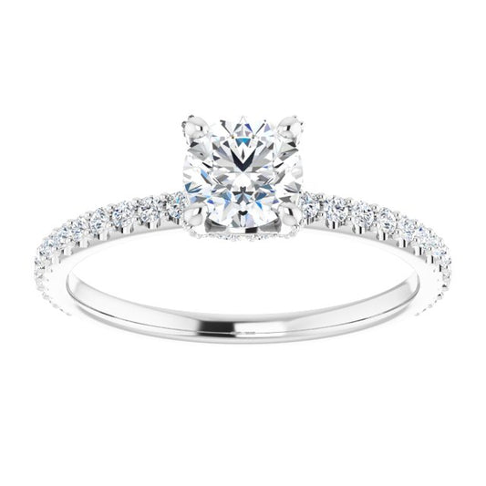 Platinum 0.50 Carat Round Lab Diamond F/VS1 Engagement Ring