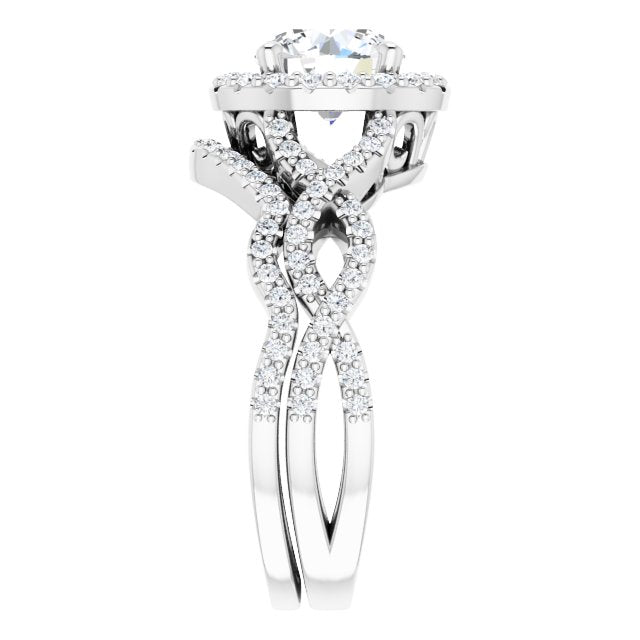 14K White Gold Matching Band for 2-Carat Halo Infinity Engagement Ring