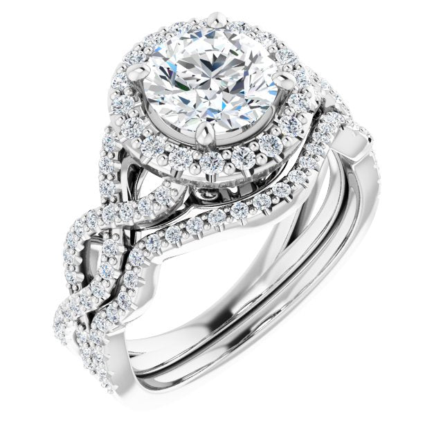 14K White Gold Matching Band for 2-Carat Halo Infinity Engagement Ring
