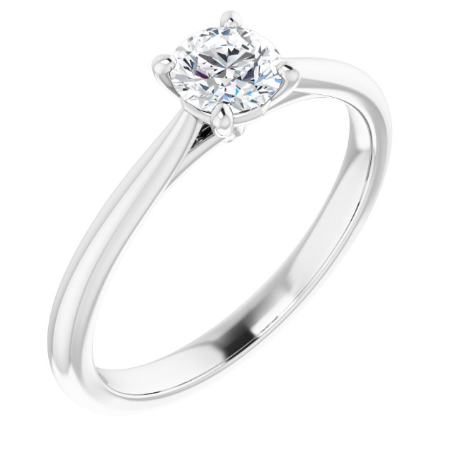 14K White Gold 0.40 Carat Round Lab Diamond Engagement Ring