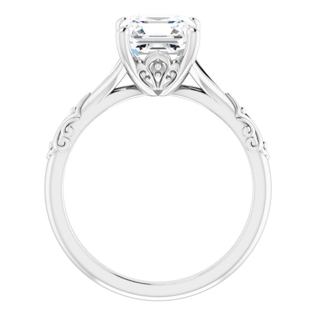 14K Gold 2 Carat Asscher Cut Lab Diamond Engagement Ring