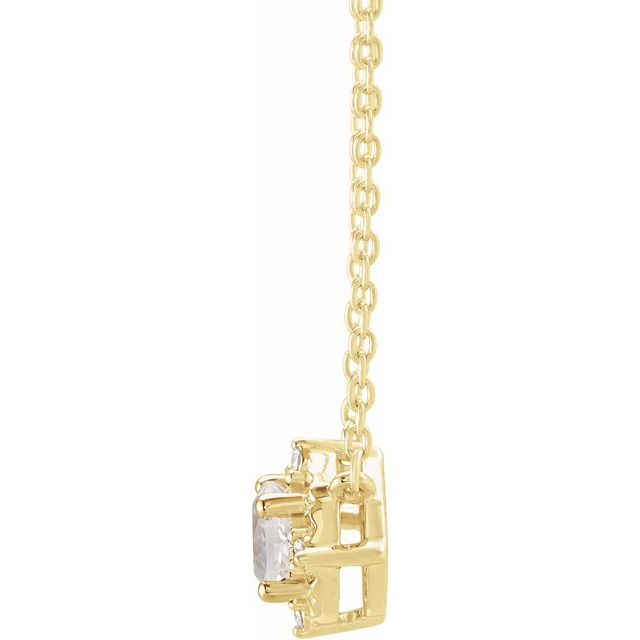 14K Yellow Gold 4.5mm Lab-Grown White Sapphire & 0.04 CTW Natural Diamond Halo-Style 18" Necklace