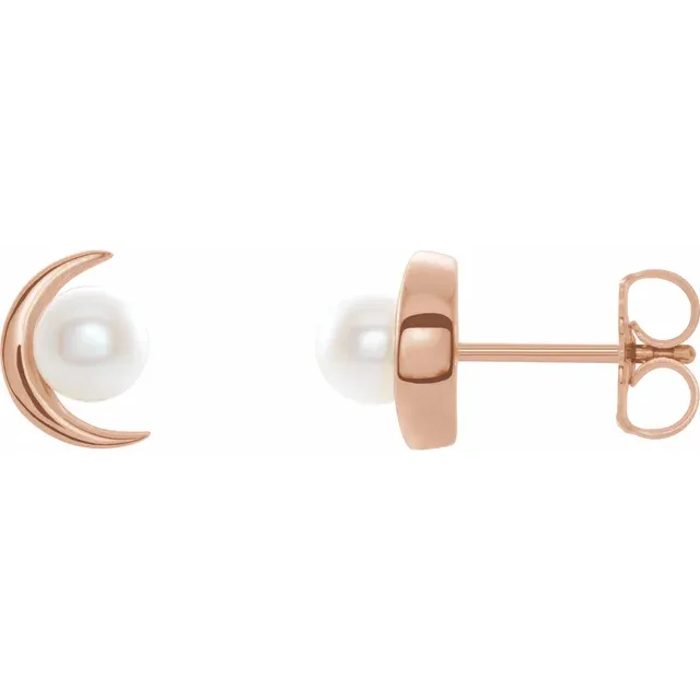 14K Gold Cultured White Freshwater Pearl Earrings