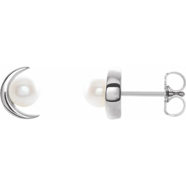 14K Gold Cultured White Freshwater Pearl Earrings