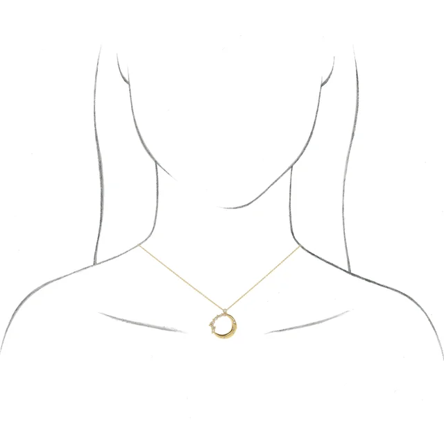 14K Gold 1/4 CTW Lab-Grown Diamond Crescent Moon 16-18" Necklace