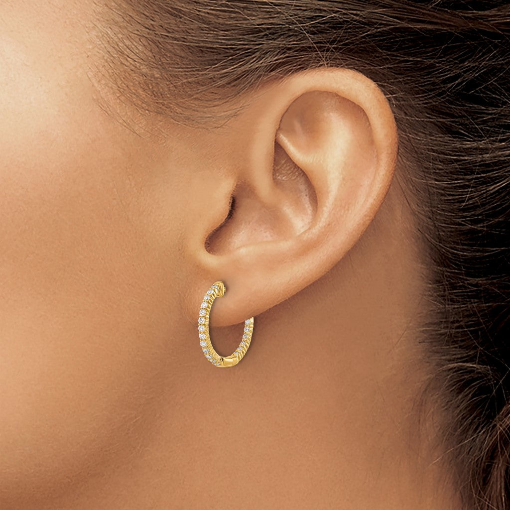 14k Yellow Gold Oro Spotlight Lab Diamond Inside-Out Hinged Hoop Earrings
