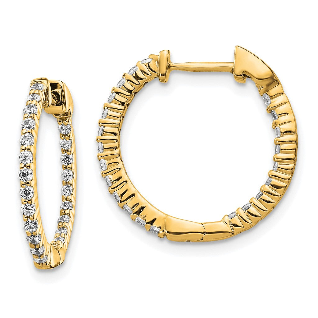 14k Yellow Gold Oro Spotlight Lab Diamond Inside-Out Hinged Hoop Earrings
