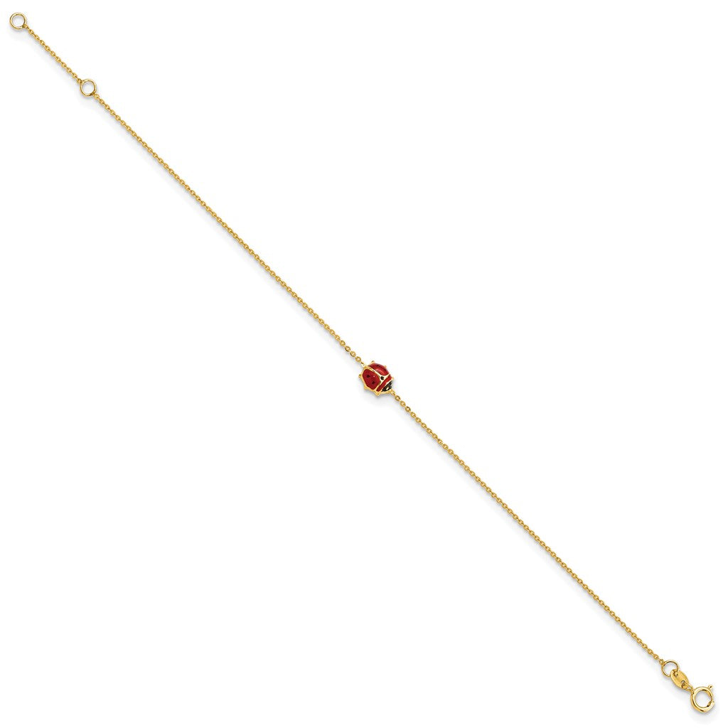 14K Yellow Gold Enameled Ladybug Bracelet